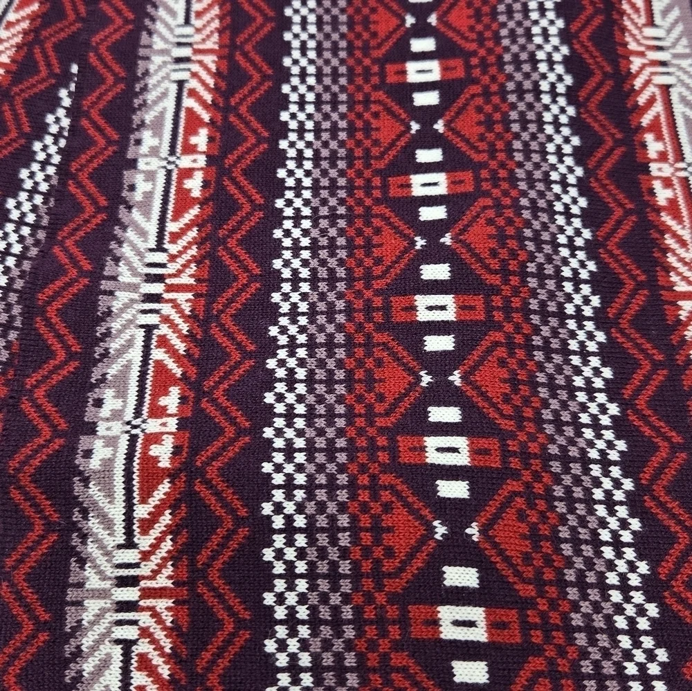 EDDIE BAUER MERINO WOOL BLEND PURPLE & RED SCARF AZTEC TRIBAL GEOMETRIC WOMEN OS